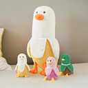 PEACH CAT Banana Duck Plush 1 Mommy 19.7" Banana Duck Stuffed Animal with 3 Cute Babies Inside, 4 Pieces Plushies Toy Set Gifts for Girls and Boys