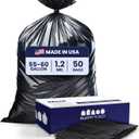 Plasticplace 55-60 Gallon Trash Bags  1.2 Mil  Black Heavy Duty Garbage Can Liners  38 x 58 (50 Count)