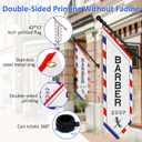 Outdoor Barber Shop Banner Sign 42x12 Double-Sided Heavy-Duty Canvas with Pole Kit & Metal Bracket Hanging Business Storefront Advertising Signage