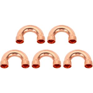 PATIKIL 1/2 Inch ID Copper Pipe Fittings, 5 Pcs 180 Degree Return Bend Copper Pipe Sweat Welding Solder Connection for HVAC Air Conditioning Hydraulic