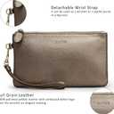 befen Genuine Leather Wristlet Clutch RFID Blocking Bag Cell Phone Wallet Purse Wristlet Wallet Purses and Handbags for Women (Metallic Bronze Pewter)