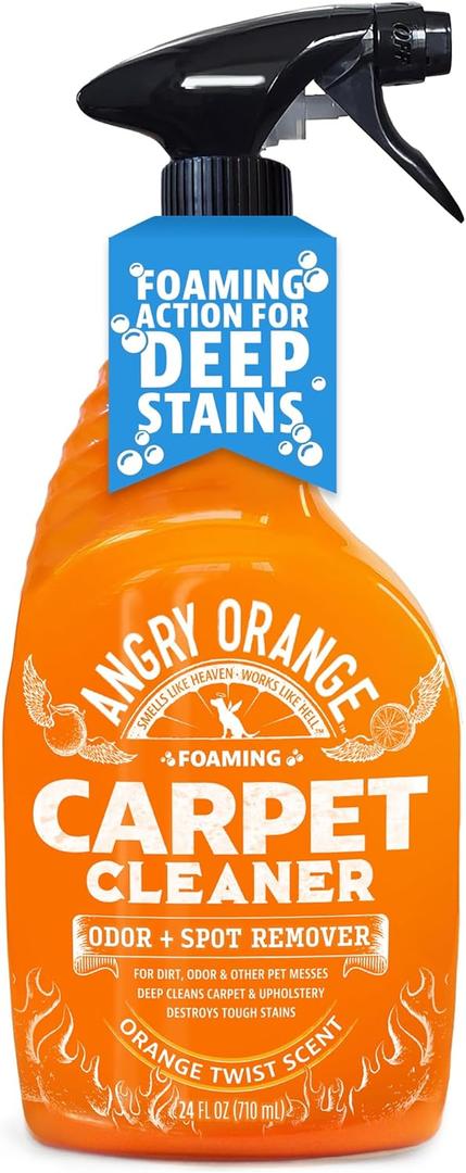 ANGRY ORANGE Foaming Carpet & Upholstery Cleaner for Dog Urine and Stains - Citrus - 24 oz (24 Fl Oz (Pack of 1))