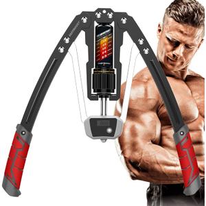 EAST MOUNT Twister Arm Exerciser with Counter Display-Adjustable 22-440lbs Hydraulic Power, Home Chest Expander, Shoulder Muscle Training Fitness Equipment, Arm Exercise Strengthener (Red)