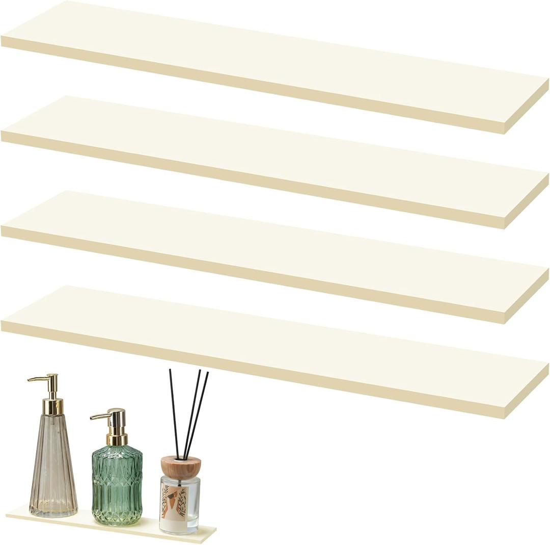 Leinuosen 4 Pcs Beige Medicine Shelves 13 Inch Acrylic Medicine Cabinet Replacement Shelves Suitable for Bathroom Living Room Kitchen Wall Mounted and Hanging Cabinet