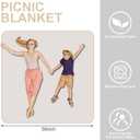 Picnic Basket with Blankets and Bamboo Plates Picnic Supplies Set Basket with Lid and Handle Wicker Picnic Basket Sturdy Woven Body with Washable Lining for Camping (White)