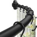 Curved Shower Curtain Rod, Rust Resistant, Adjustable Length 42-73 inches for Shower, Bathroom, Hole Punch Required. (Black)