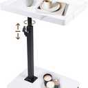 C Table Side Table End Table Adjustable HeightC Shaped End for CouchSnack Tables,360Swivel TV Tray Sofa Table For Small SpacesSide Tables living room and bedroom for Sofa, Bed,Chair, 11.8"D x 11.8"W x 1.18"H,(White)