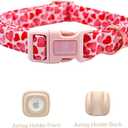 Lionheart glory Hearts Dog Collar with Airtag Holder, Small, Unique Design, Handmade Bow, Heavy-Duty, Adjustable, Cotton, Special Occasions