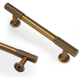 Asidrama 10 Pack Antique Brass Cabinet Handles, 3.75 Inch(96mm) Kitchen Cabinet Hardware for Cupboard Drawer Pulls