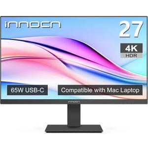 INNOCN 27" 4K USB-C Monitor for Laptop MacBook/Mac mini - 16:9 IPS 3840 x 2160 Display, HDR400, DeltaE＜2, DisplayPort, HDMI PC Monitor, 1.07B+ Colors, Built-in Speakers, Adjustable Stand, Black