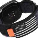 KOREDA Compatible with Fitbit Versa 3/Fitbit Versa 4/Fitbit Sense/Sense 2 Bands for Women Men, Adjustable Stretchy Elastic Braided Nylon Sport Strap for Fitbit Smartwatch (Black)