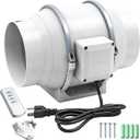 dreamdragon 6 Inch Inline Duct Fan with Remote Control, 390 CFM 75W Exhaust Fan Ventilation Exhaust Blower with Quiet Copper Motor, for Bathroom, Kitchen, Grow Tent, Hydroponics & Radon Mitigation, Medium New W/REMOTE