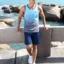 EZRUN Men's Tank Tops Quick Dry Workout Swim Beach Shirts Sleeveless Shirts for Bodybuilding Gym Fitness Training, Large, Blue Gradient