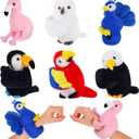 6 Pcs Bird Stuffed Animal Slap Bracelets Cute Parrot Eagle Flamingo Owl Plush Animal Wrist Snap Bracelets for Kids Birthday Boys Girls Gift