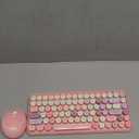 Perixx PERIDUO-713 Wireless Mini Keyboard and Mouse Combo, Retro Round Key Caps, Pastel Pink, US English Layout
