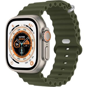 Ocean Band Compatible with Apple Watch Ultra 2 Band 49mm 45mm 44mm 42mm 46mm Women Men, Silicone Sport Band Adjustable Strap With Buckle for Apple Watch Ultra 3 1 iWatch Series 11 10 9 8 7 6 5 4 3 2 SE
