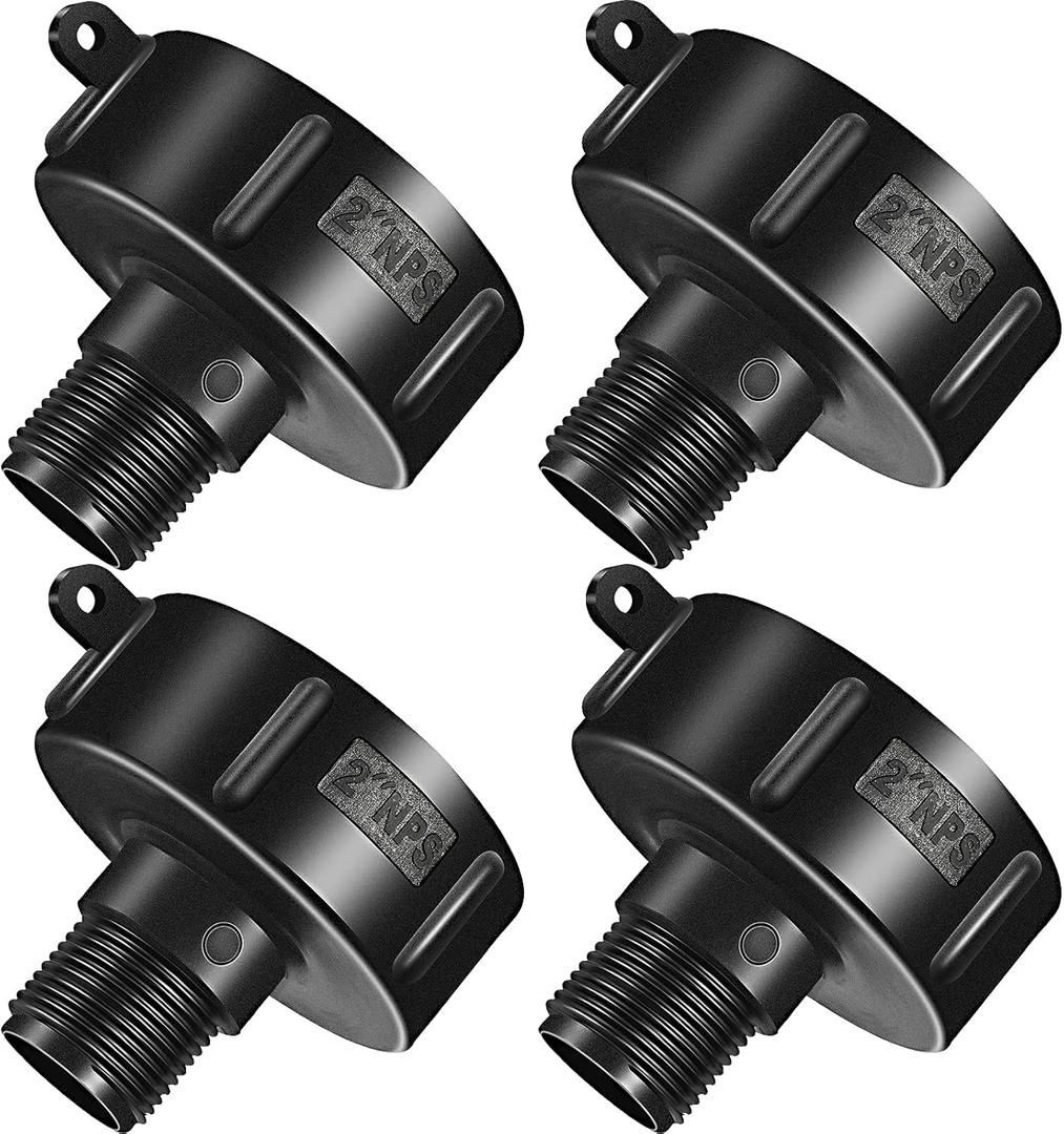 Zonon 275 330 Gallon IBC Tote Fittings IBC Tote Tank Drain Adapter Water Tank 2 Inch Fine Thread 2 Npt x Male Garden Hose Adapter for Coarse Hose(4 Pieces)