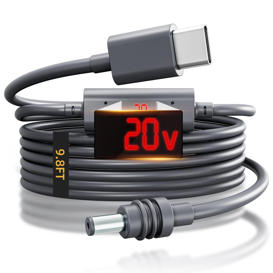Starlink Mini USB-C to DC Power Cable – Smart PD Chip & 18AWG Copper Wire with Voltage & Current Display for Fast Troubleshooting, Waterproof Accessories for Home, RV & Outdoor Camping (3m/9.8ft)