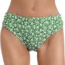 Women's Bathing Suit Bottoms Full Coverage Ruched Bikini Tankini Bottom Swimsuit Brief (Medium, Green White Floral)