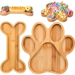Sintuff 2 Pcs Cute Shaped Bamboo Serving Tray Charcuterie Board Party Supplies Natural Wooden Snack Platters Gifts Wood Candy Dish Bowl for Housewarming Party (10 x 9.8 in, 12 x 5.9 in,Paw)