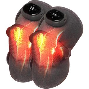 Vibration-Based Knee Massager with Soothing Heat and Adjustable Compression  Knee Relief Device for Pain Support, Circulation, and Daily Recovery. (Grey, Pair).