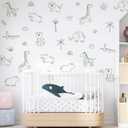 Jungle Animal Wall Decal, Lion, Elephant, Giraffe Animals Wall Stickers for Your Child's Girls and Boys Bedroom Baby Room Nursery Or Kids Room Animal Theme Decor (Green Animal Stickers)