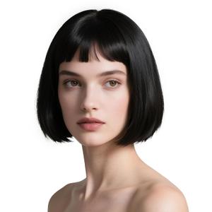 Onedor 10" Short Straight Hair Flapper Cosplay Costume Bob Wig (Black)