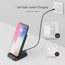 Amazon Basics 10W Qi Certified Wireless Charging Stand for Phone 16/15/14/13/12/11/X, Samsung, and More, with USB Cable, Black (No AC Adapter)