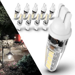 3 Watt T5 T10 LED Wedge Base Light Bulbs AC/DC 12V-24V Equivalent 25W-30W 6000K Daylight White 300lm T10 921 194 LED Bulbs for RV Camper Marine Boat Landscape Driveway Patio Lighting, 10 Pack