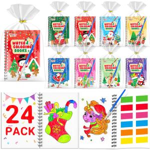 Coloring Books Party Favors for Kids - 24 Pack Christmas Mini Water Coloring Books for Kids Goodie Bags Stuffers Students Classroom Gifts Bulk, Return Gifts for Birthday Christmas Party Favors Bulk