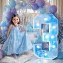 Winter Onederland 3rd Birthday Decorations: Girl Marquee Numbers 3 Feet Tall Large Frozen Wonderland Balloon Blue Snowflake Christmas Party Decor Backdrop 3FT Light Up Number 3