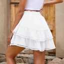 American Trends Skorts for Women Dressy Casual Flowy Shorts Boho Ruffle Tiered Skirts High Waist Mini Tennis Golf Skirt (Large, White)