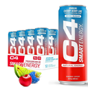 C4 Smart Energy Drink, Cherry Berry Lime Flavor, Zero Sugar, Carbonated, 12 oz can (12 pack), BBD 06/2026