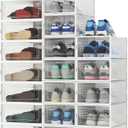 PARANTA 8-Piece Boot and 12-Piece Shoe Storage Box, Stackable Clear Plastic Shoe Box, Space-Saving Shoe Organizer for Boots, Sneakers, and High Heels, Clear