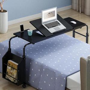 CuisinSmart 47.24 in Overbed Table with Wheels, Bed Table with Adjustable Tilt Board and Wheels, Eating Desk, Cross-Bed Desk for Home, Hospital, Black
