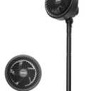 PELONIS 7-Inch Pedestal Air Circulator, Oscillation Fan, 3 Speeds, Adjustable Height (Tabletop/Standing Fan), 75+90 Oscillation, 5-Blade Quiet Pedestal Fan for Bedroom, Office, Home (Black)