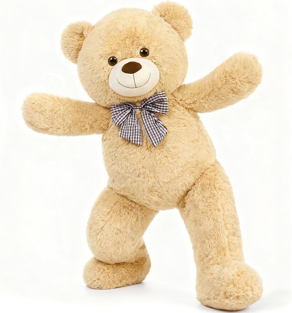 MorisMos Giant Teddy Bear 4 Feet, Cute Big Teddy Bear Plush 47inch Stuffed Animal, Classic Girlfriend Boyfriend Gift Birthday Baby Shower Decorations, Brown