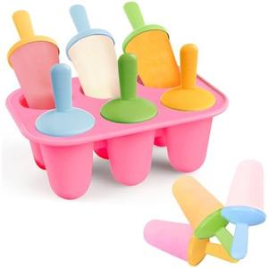 Lamesa Popsicles Molds Silicone, 6 Pieces BPA-Free Ice Pop Mold, Reusable Mini Toddler Popsicle Molds with Sticks, Homemade Small Popsicle Mold for Kids (Pink) 2 Pack