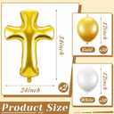 Deekin 102 Pieces 12 Inch Latex Link Balloons and 34 Inch Gold Cross Balloon Needle Tail Quick Connect Jumbo Baptism Foil Party for First Communion Baby Shower Decoration