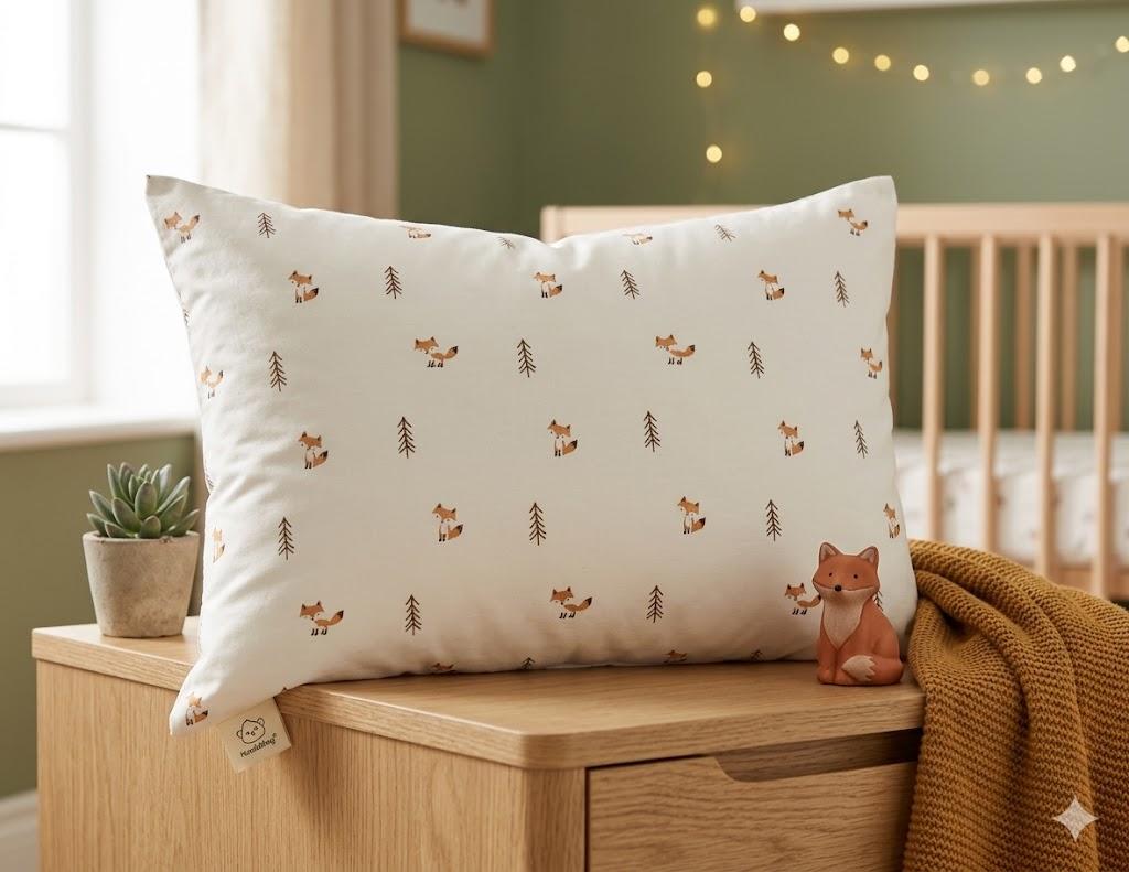 Toddler Pillow with Pillowcase - 13x18 My Little Dreamy Kids Travel Bed Pillows for Sleeping, Organic Cotton Small Pillowcase, Soft & Breathable, Machine Washable, Toddlers 2-5 years old (Fox Tales)