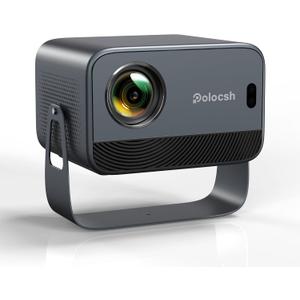 [Native 1080P & Official Licensed Apps] Polocsh 4K Projector with WIFI 6 and Bluetooth, 1000ANSI Smart Projector with Auto Keystone Protable Projectors Home Movie Outdoor Mini Proyector (Grey)