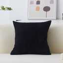 Home Brilliant Super Soft Stripe Corduroy Pillow Covers Fall Decorative Euro Throw Pillow Sham Pillow Cases for Sofa Floor, 26 inches, Black (26" x 26" (Pack of 1))