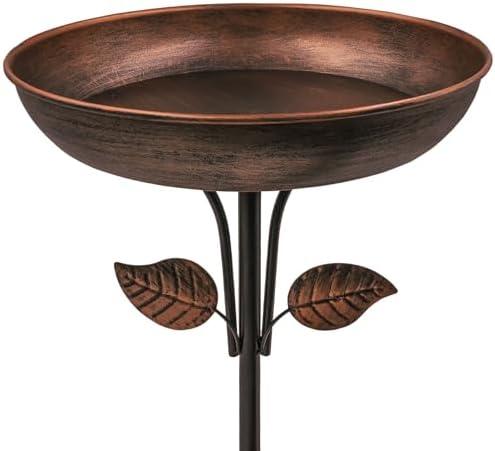 OUISJYER Metal Bird Bath for Outdoors, 12" Dia Bowl with Stable Upgrades Stake Birdbaths Garden Yard Lawn Decor 0.7 Gallon