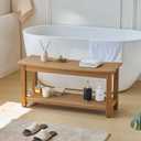 36'' Large Shower Bench Seat, Poly Lumber Bath Stool for Inside Shower Waterproof, HDPS Bathroom Chair for Shaving Legs with Adjustable Feet, Non-Slip & No Maintenance, Brown