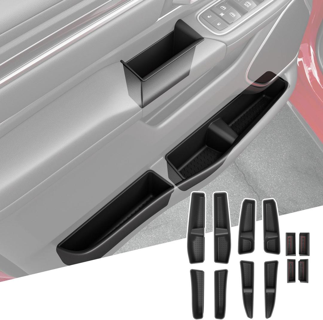 12PCS Door Side Storage Box Compatible with 2019-2026 Dodge Ram 1500 Silicone Phone Pocket Door Bottom Insert Organizer Replacement for 2019-2026 Dodge Ram 1500 Accessories, Door Side Storage Box+Door Bottom Storage Box