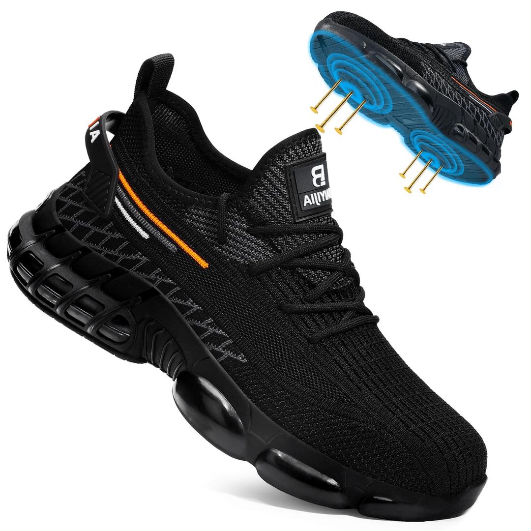 Steel Toe Work Shoes for Men Lightweight Safety Shoes with Puncture Resistant Sole Comfortable Construction Industrial Work Shoe for Warehouse, Size 10