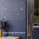 Clear Glass Monthly Dry Erase Calendar Non-Magnetic Whiteboard for Wall, 17" x 23", Frameless Large Monthly Menu Planner White Board for Home Kitchen & Office, 4 Markers Included, Yeoux