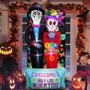 Dia De Los Muertos Decoration, 6 FT Halloween Inflatables Dcor Day of The Dead Spooky Sugar Skull Couple, Blow Up Yard Decorations with Built-in LED for Outdoor Garden, Lawn