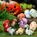 12 Pcs Adopt a Dinosaur Party Favor 6 Small Dinosaur Stuffed Animals Cute Plush Toys with 6 Mini Dino Egg Bag Plushies Bulk for Halloween Trick or Treat Goodie Bag Stuffers Birthday Gifts