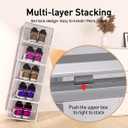 Kuject X-Large Shoe Storage Boxes Organizers Clear Plastic Stackable 12 Pack, Shoe Rack & Holder Substitute, Sneaker Containers, Toy Storage Organizer Bins for Entryway, Closet, Under Bed, Grey